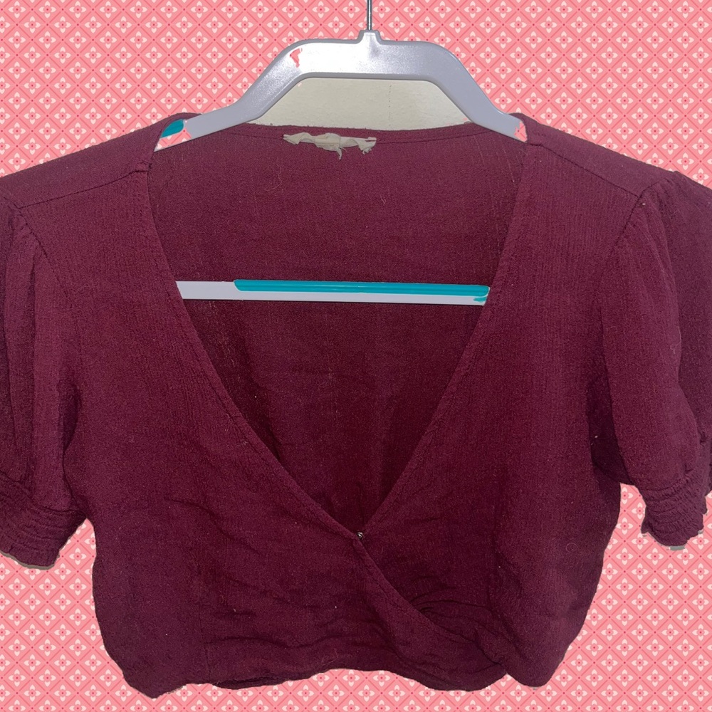 Maroon crop wrap top 💕✨